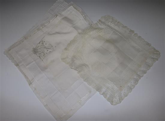 Six Victorian and later lace and embroidered handkerchiefs